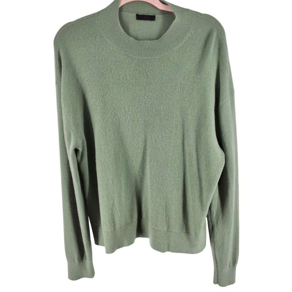 Quince 100% Cashmere Mockneck Sweater Sage Green XL Long Sleeve Soft Knit